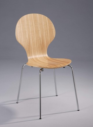 Metal Legs Frame Oak Veneer Bentwood Round Dining Chair